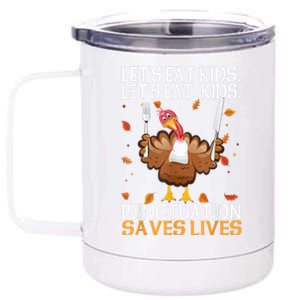 Let's eatShirts Funny Turkey Thanksgiving Day Grammar Teacher 12 oz Stainless Steel Tumbler Cup