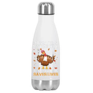 Let's eatShirts Funny Turkey Thanksgiving Day Grammar Teacher Stainless Steel Insulated Water Bottle