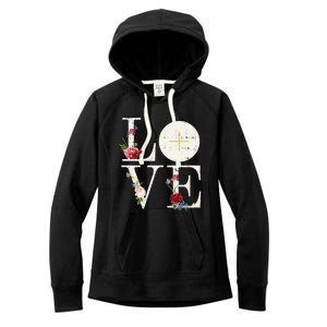 Love Eucharist First Holy Communion Christian Catholic Gift Women's Fleece Hoodie