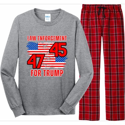 Law Enforcement For Trump 45 47 Trump 2024 Trump President Long Sleeve Pajama Set