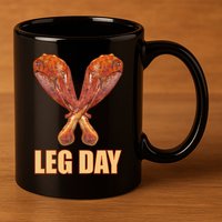 Leg Day Funny Thanksgiving Turkey 11oz C Handle Ceramic Mug