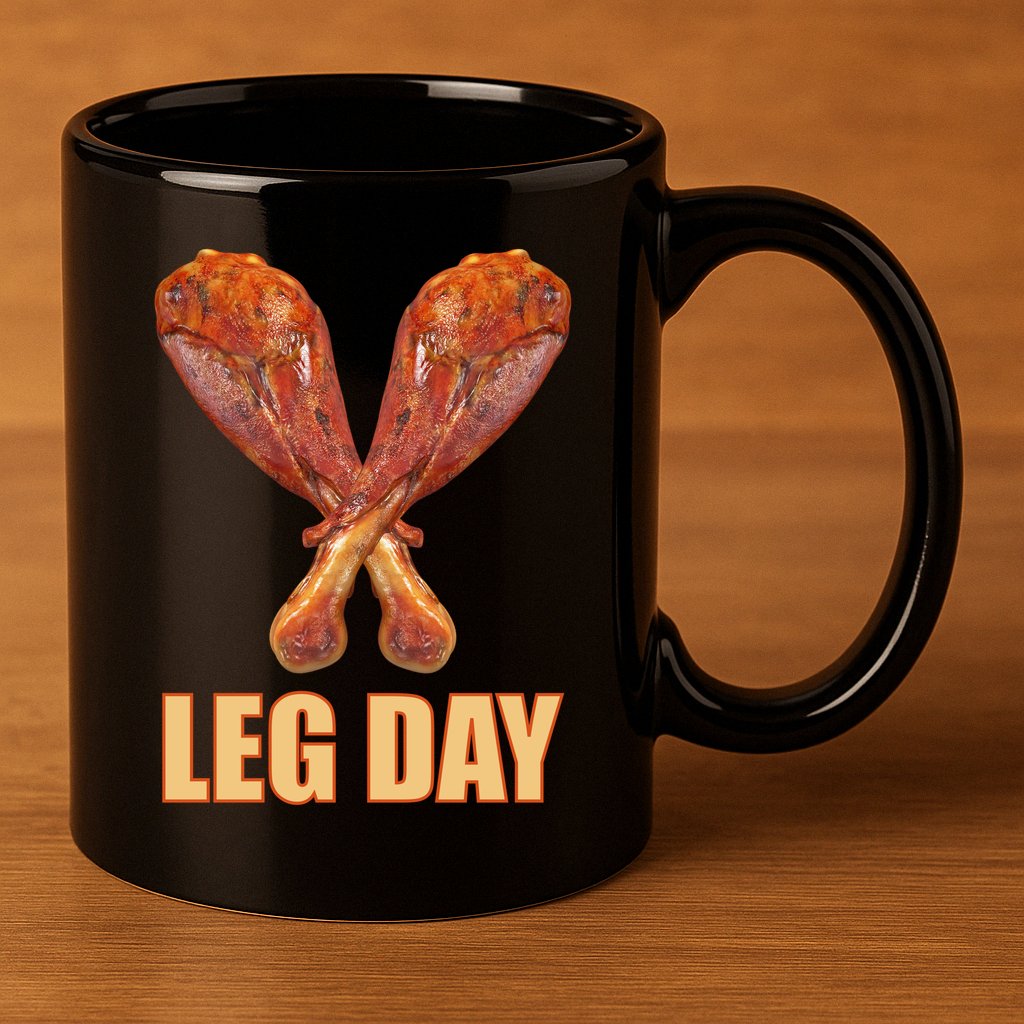 Leg Day Funny Thanksgiving Turkey 11oz C Handle Ceramic Mug