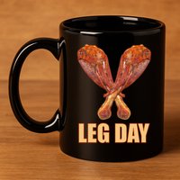 Leg Day Funny Thanksgiving Turkey 11oz C Handle Ceramic Mug