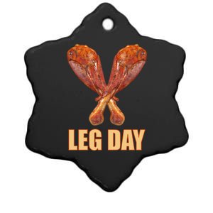 Leg Day Funny Thanksgiving Turkey Ceramic Star Ornament