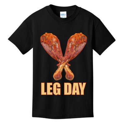 Leg Day Funny Thanksgiving Turkey Kids T-Shirt