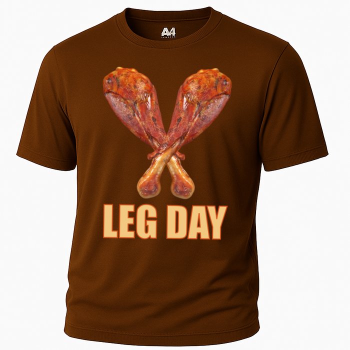 Leg Day Funny Thanksgiving Turkey Cooling Performance Crew T-Shirt