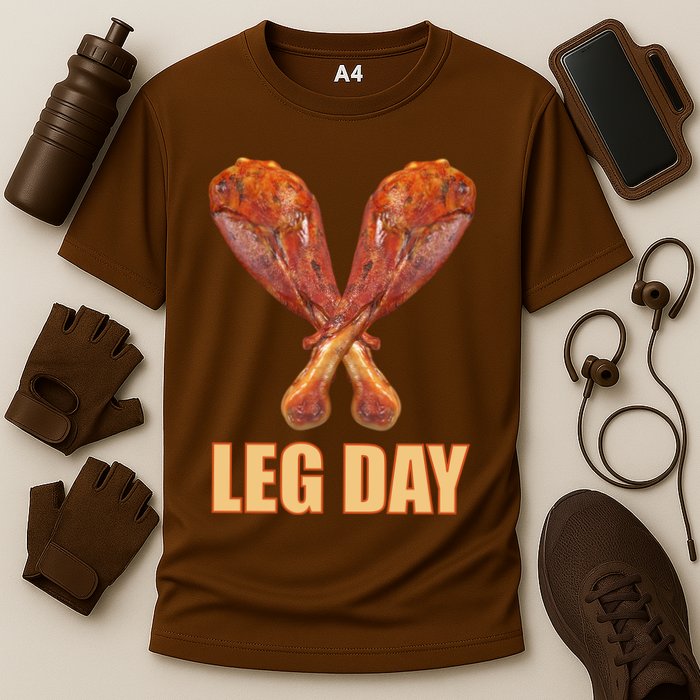 Leg Day Funny Thanksgiving Turkey Cooling Performance Crew T-Shirt