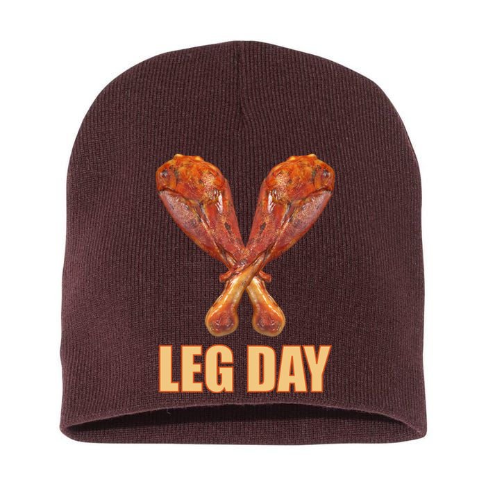 Leg Day Funny Thanksgiving Turkey Short Acrylic Beanie