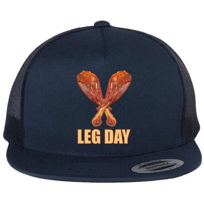 Leg Day Funny Thanksgiving Turkey Flat Bill Trucker Hat