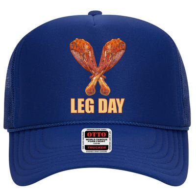 Leg Day Funny Thanksgiving Turkey High Crown Mesh Back Trucker Hat