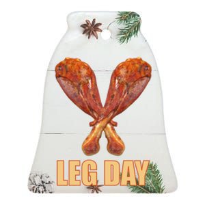 Leg Day Funny Thanksgiving Turkey Ceramic Bell Ornament