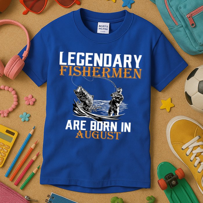 Legendary Fisherman Are Born In August Kids T-Shirt