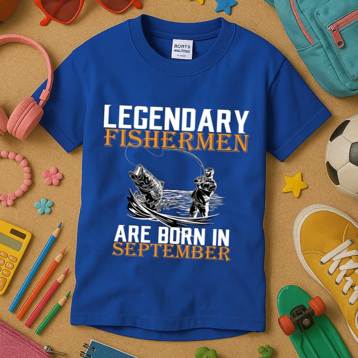 Legendary Fisherman Are Born In September  Kids T-Shirt