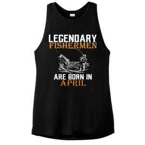 Legendary Fishermen Are Born In April Ladies PosiCharge Tri-Blend Wicking Tank