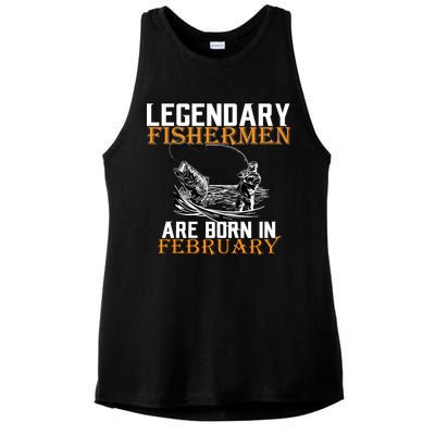 Legendary Fishermen Are Born In February  Ladies PosiCharge Tri-Blend Wicking Tank