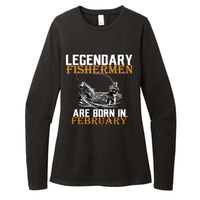 Legendary Fishermen Are Born In February  Womens CVC Long Sleeve Shirt