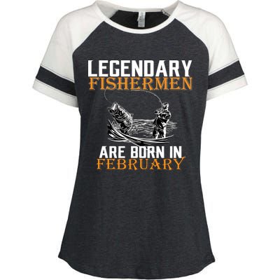 Legendary Fishermen Are Born In February  Enza Ladies Jersey Colorblock Tee