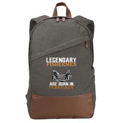 Legendary Fishermen Are Born In February  Cotton Canvas Backpack