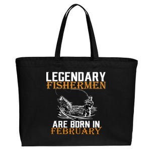 Legendary Fishermen Are Born In February  Cotton Canvas Jumbo Tote