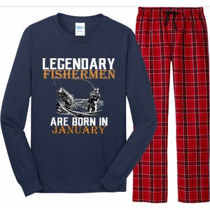 Legendary Fishermen Are Born In January  Long Sleeve Pajama Set