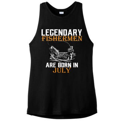 Legendary Fishermen Are Born In July Ladies PosiCharge Tri-Blend Wicking Tank