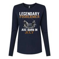 Legendary Fishermen Are Born In July Womens Cotton Relaxed Long Sleeve T-Shirt