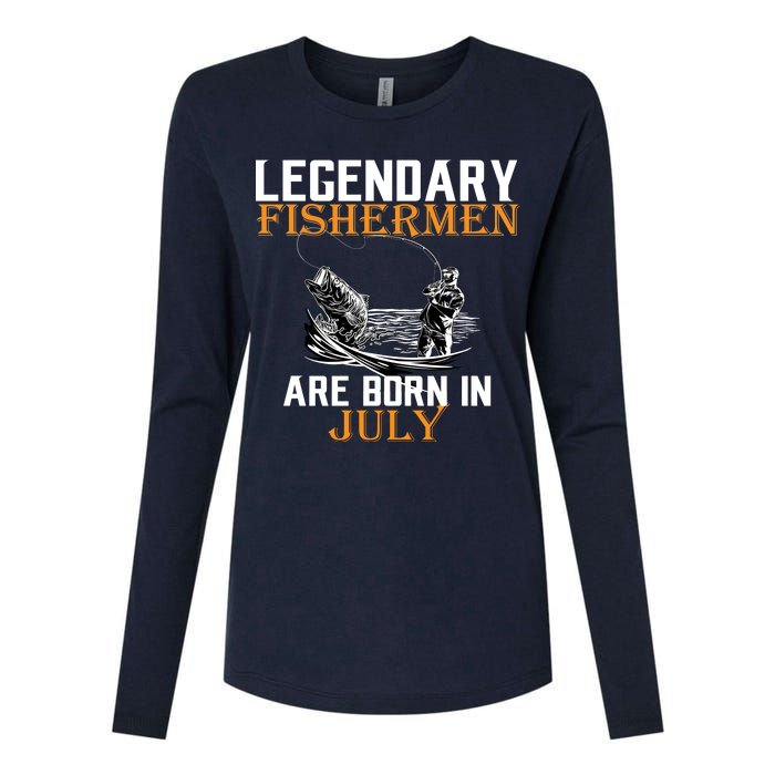 Legendary Fishermen Are Born In July Womens Cotton Relaxed Long Sleeve T-Shirt