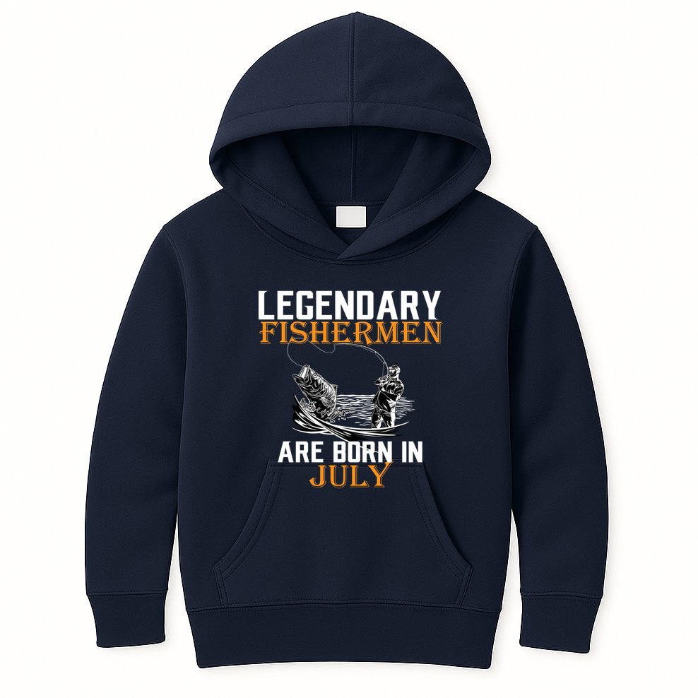 Legendary Fishermen Are Born In July Kids Hoodie