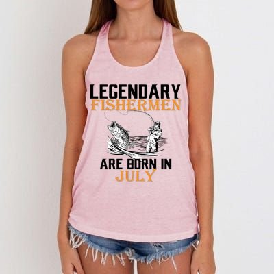 Legendary Fishermen Are Born In July Women's Knotted Racerback Tank