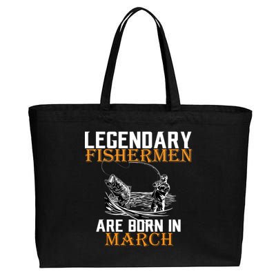 Legendary Fishermen Are Born In March Cotton Canvas Jumbo Tote