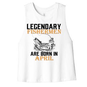 Legendary Fishermen Are Born In May Women's Racerback Cropped Tank