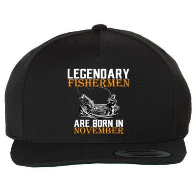 Legendary Fishermen Are Born In November  Wool Snapback Cap