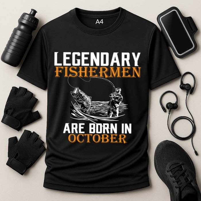 Legendary Fishermen Are Born In October Cooling Performance Crew T-Shirt