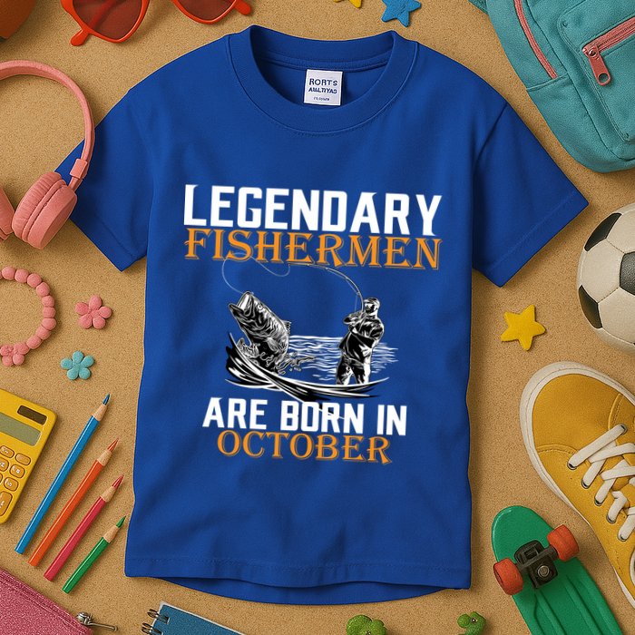 Legendary Fishermen Are Born In October Kids T-Shirt