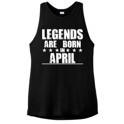 Legends Are Born In April Birthday Ladies PosiCharge Tri-Blend Wicking Tank