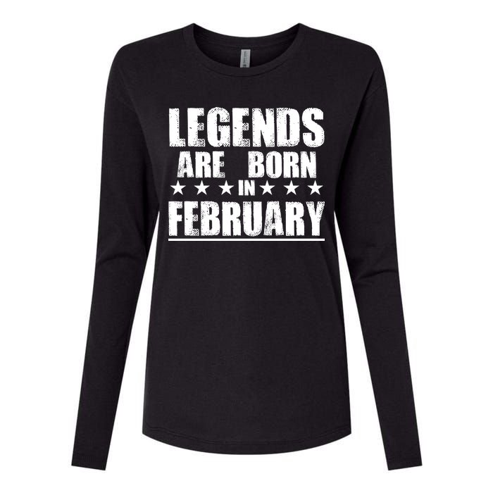 Legends Are Born In February Birthday Womens Cotton Relaxed Long Sleeve T-Shirt