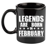 Legends Are Born In February Birthday 11oz C Handle Ceramic Mug