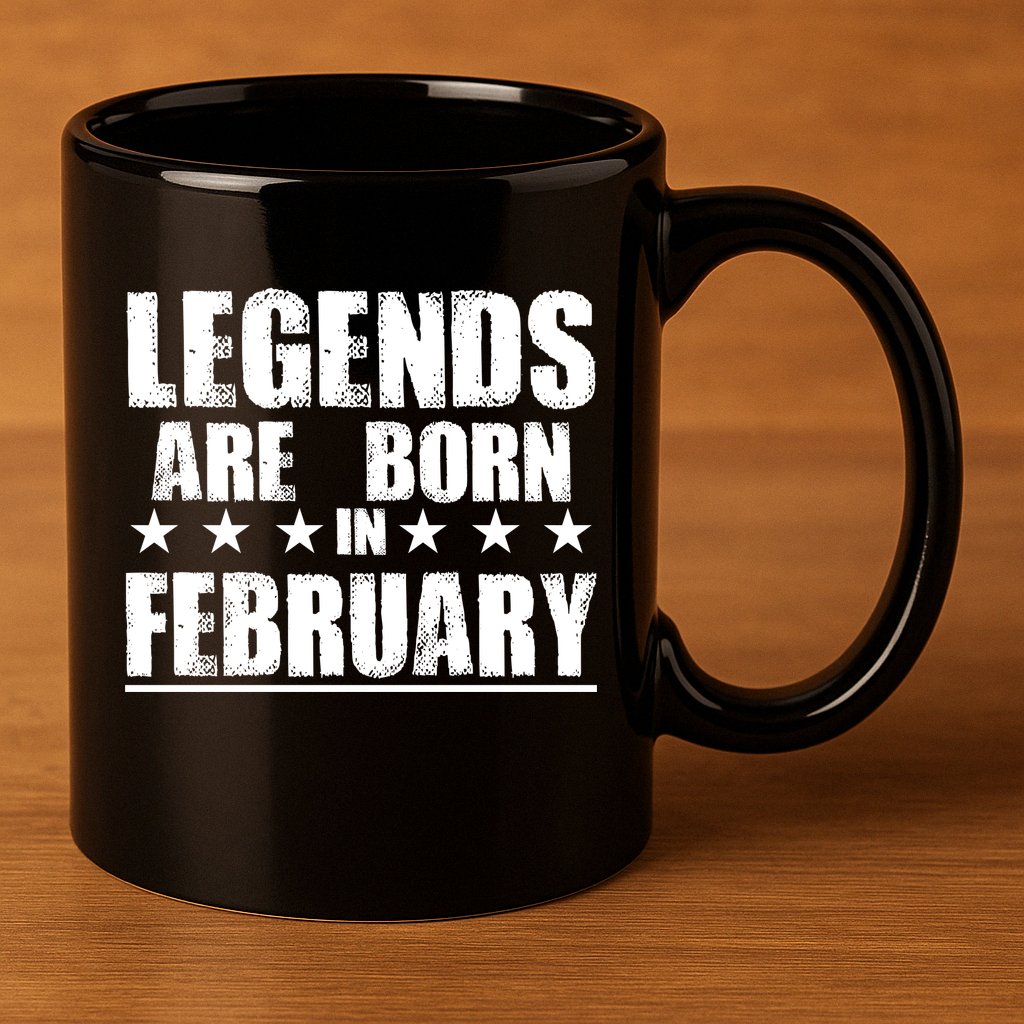 Legends Are Born In February Birthday 11oz C Handle Ceramic Mug
