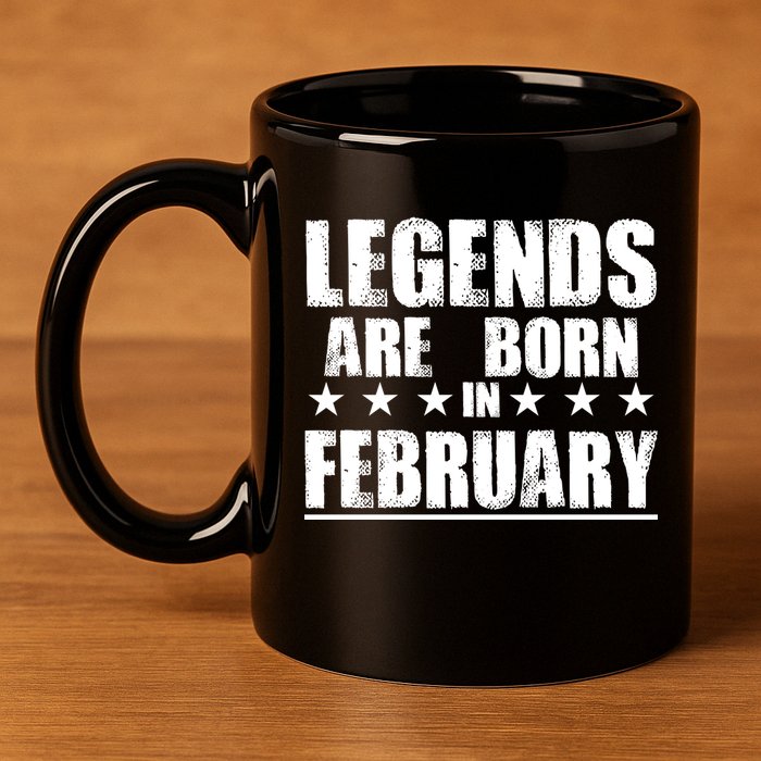 Legends Are Born In February Birthday 11oz C Handle Ceramic Mug