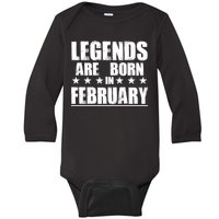 Legends Are Born In February Birthday Baby Long Sleeve Bodysuit