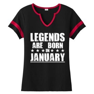 Legends Are Born In January Birthday Ladies Halftime Notch Neck Tee