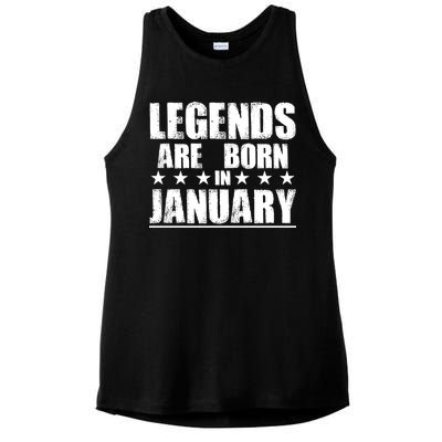 Legends Are Born In January Birthday Ladies PosiCharge Tri-Blend Wicking Tank