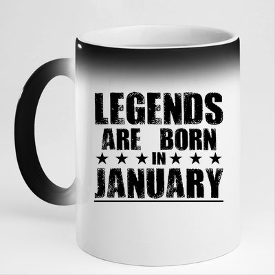 Legends Are Born In January Birthday 11oz Black Color Changing Mug