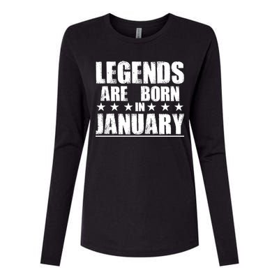 Legends Are Born In January Birthday Womens Cotton Relaxed Long Sleeve T-Shirt