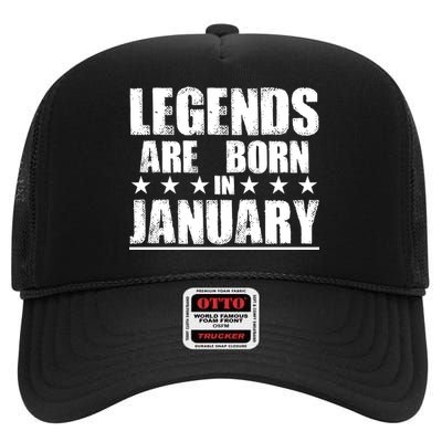 Legends Are Born In January Birthday High Crown Mesh Back Trucker Hat