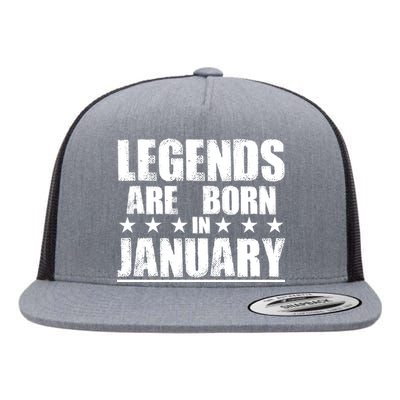 Legends Are Born In January Birthday Flat Bill Trucker Hat