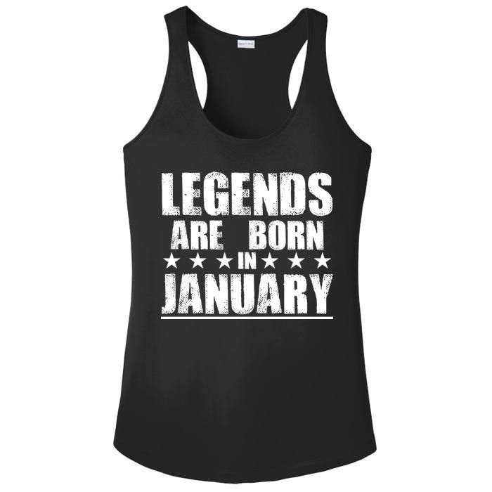 Legends Are Born In January Birthday Ladies PosiCharge Competitor Racerback Tank