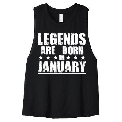 Legends Are Born In January Birthday Women's Racerback Cropped Tank