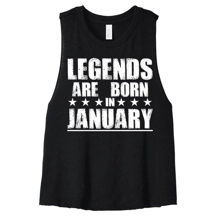 Legends Are Born In January Birthday Women's Racerback Cropped Tank