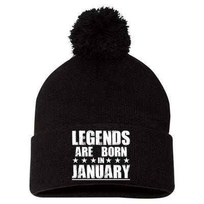 Legends Are Born In January Birthday Pom Pom 12in Knit Beanie